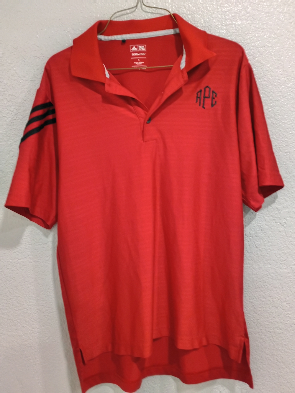 Men's Red Golf Polo Shirt ClimaCool  - APE Embroidered